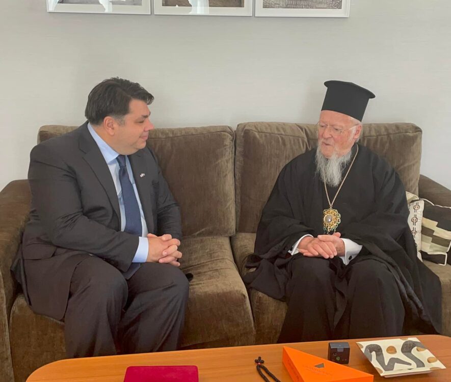 Τον νέο Πρέσβη των Ηνωμένων Πολιτειών στην Ελλάδα, Τζορτζ Τσούνη δέχθηκε ο Οικουμενικός Πατριάρχης στην Θεσσαλονίκη