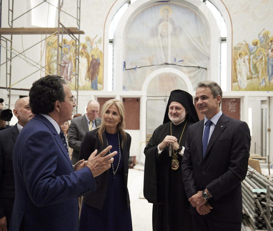 Αρχιεπίσκοπος Ελπιδοφόρος - Κυριάκος Μητσοτάκης στον Ιερό Ναό του Αγίου Νικολάου στο σημείο Μηδέν της Νέας Υόρκης