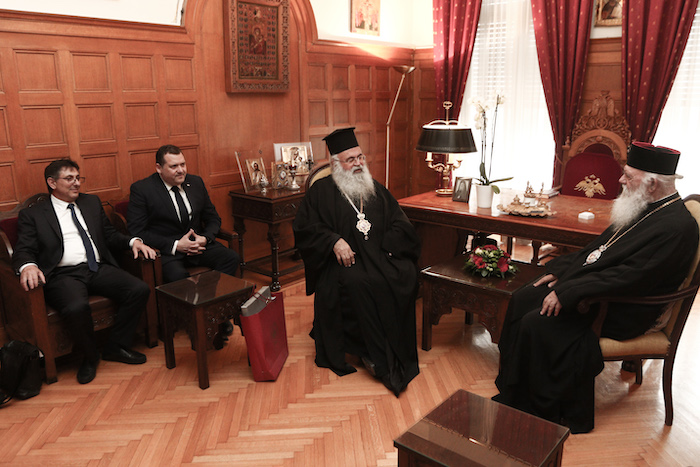 Τον Αρχιεπίσκοπο Κύπρου Γεώργιο δέχθηκε ο Αρχιεπίσκοπος Αθηνών Ιερώνυμος στα γραφεία της Ι.Α.Α.