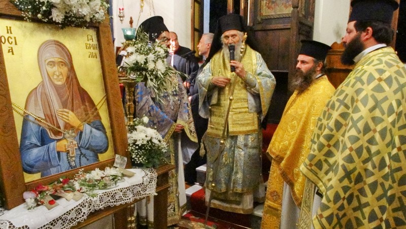 Μητρόπολη Λέρου Υποδοχή της Τιμίας Κάρας της Οσίας Γαβριηλίας Παπαγιάννη στον Πλάτανο της Λέρου