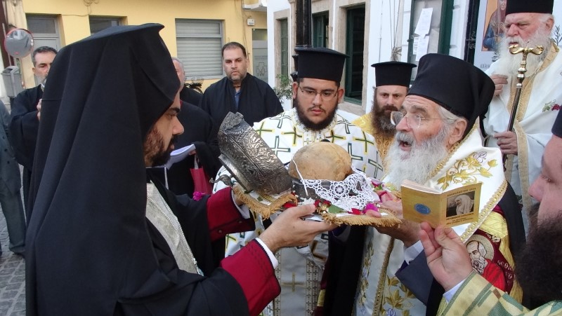 Μητρόπολη Λέρου Υποδοχή της Τιμίας Κάρας της Οσίας Γαβριηλίας Παπαγιάννη στον Πλάτανο της Λέρου