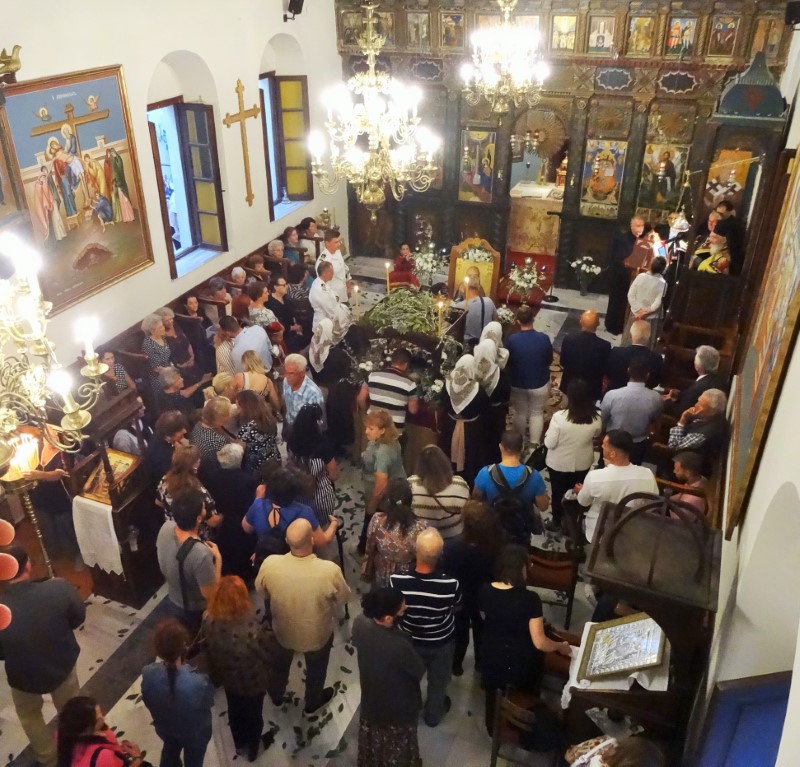 Μητρόπολη Λέρου Υποδοχή της Τιμίας Κάρας της Οσίας Γαβριηλίας Παπαγιάννη στον Πλάτανο της Λέρου