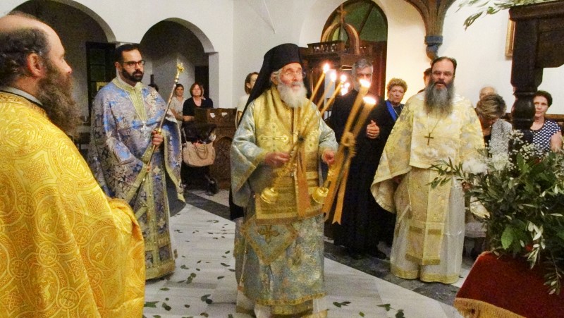 Μητρόπολη Λέρου Υποδοχή της Τιμίας Κάρας της Οσίας Γαβριηλίας Παπαγιάννη στον Πλάτανο της Λέρου