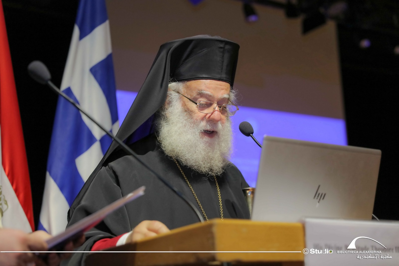 Ο Πατριάρχης Αλεξανδρείας στον εορτασμό της Παγκόσμιας Ημέρας της Ελληνικής Γλώσσας στη Βιβλιοθήκη της Αλεξάνδρειας 
